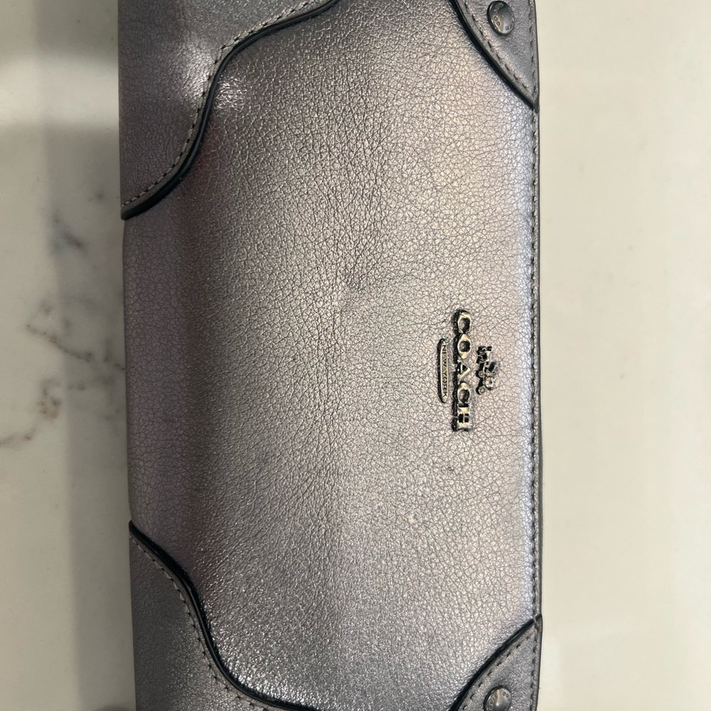 Coach Metallic Silver Clutch